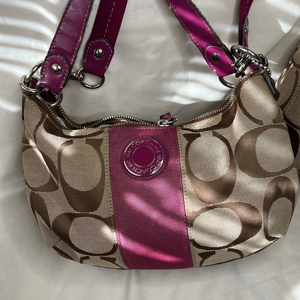 Authentic Used Coach Signature Stripe Handbags (2) - Picture 9 of 15